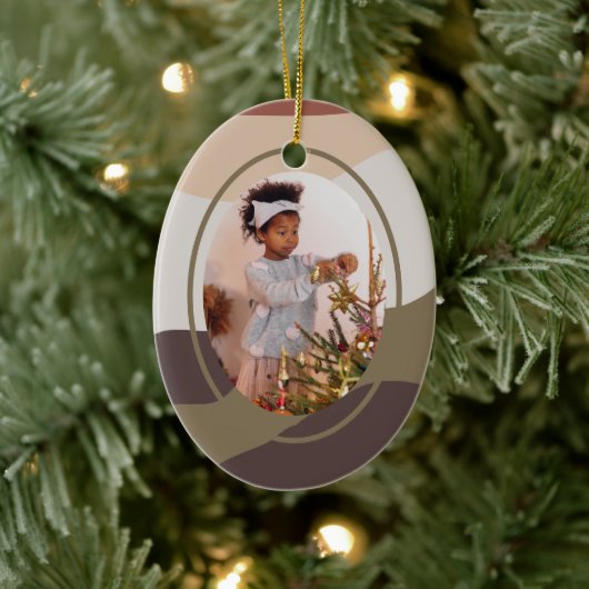 Retro Abstraktes Foto Weihnachten Keramik Ornament (Baum)