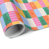 Retro abstraktes geometrisches Design im Patchwork Geschenkpapier (Rolleneckpunkt)