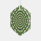 Retro Abstraktes grünes Muster Ornament Aus Glas (Vorderseite Links)