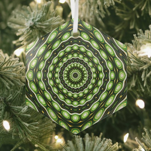 Retro Abstraktes grünes Muster Ornament Aus Glas (Insitu)