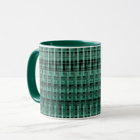 Retro abstraktes kariertes kariertes Muster grün s Tasse (Vorderseite Links)