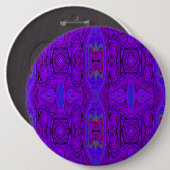 Retro Abstraktes Lila und Royal Blue Pattern Button (Vorne & Hinten)