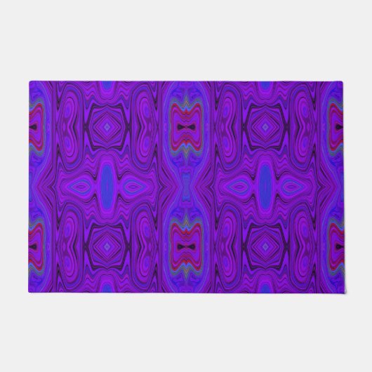 Retro Abstraktes Lila und Royal Blue Pattern Fußmatte (Vorderseite)