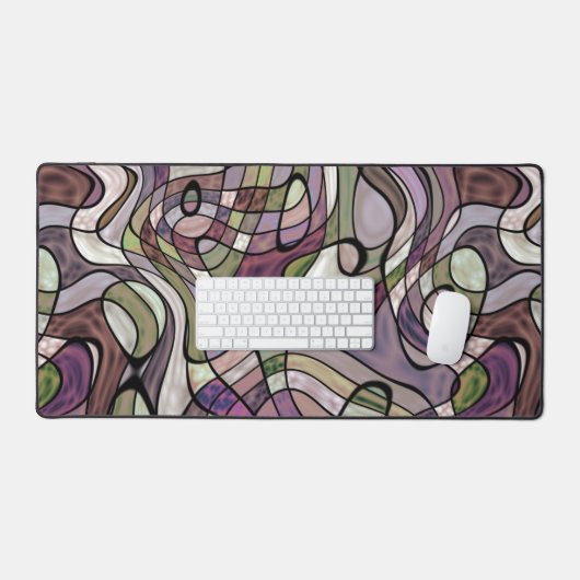 Retro Abstraktes, Lila Violet Mosaik Art Muster Schreibtischunterlage (Tastatur & Maus)