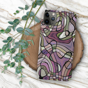 Retro-Abstraktes Lila-Violett-Mosaik-Kunstmuster Case-Mate iPhone Hülle