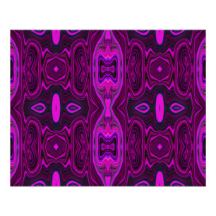 Retro abstraktes Muster in heißem Rosa und Magenta Poster