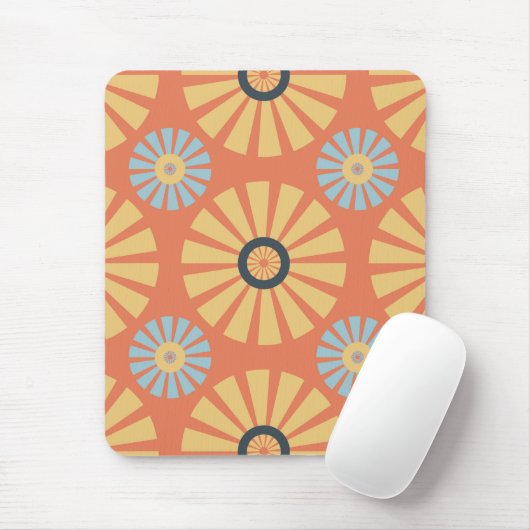 Retro abstraktes Muster mit blauen und orangen Gän Mousepad (Mit Mouse)