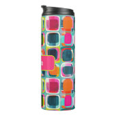 Retro Abstraktes Muster mit Name farbenfroh Thermosbecher (Nach rechts gedreht)