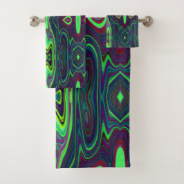 Retro-Abstraktes Muster, Rot und Blau Badhandtuch Set