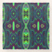 Retro-Abstraktes Muster, Rot und Blau Glasuntersetzer (Vorderseite)