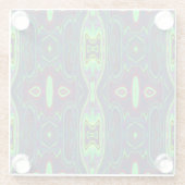 Retro-Abstraktes Muster, Rot und Blau Glasuntersetzer (Rückseite)