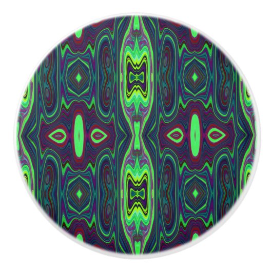 Retro-Abstraktes Muster, Rot und Blau Keramikknauf (Vorderseite)