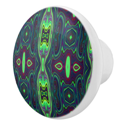 Retro-Abstraktes Muster, Rot und Blau Keramikknauf (Rechts)