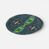 Retro-Abstraktes Muster, Rot und Blau Pappteller (Schrägansicht)