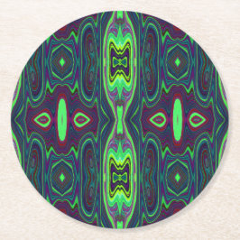 Retro-Abstraktes Muster, Rot und Blau Runder Pappuntersetzer