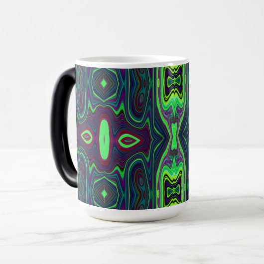 Retro-Abstraktes Muster, Rot und Blau Verwandlungstasse (Vorderseite Links)