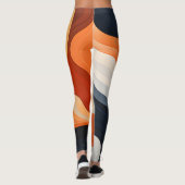 Retro-Abstraktes Orange- und Crememuster Leggings (Rückseite)