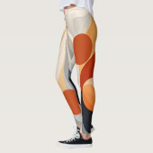 Retro-Abstraktes Orange- und Crememuster Leggings (Links)
