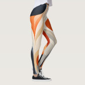 Retro-Abstraktes Orange- und Crememuster Leggings (Rechts)