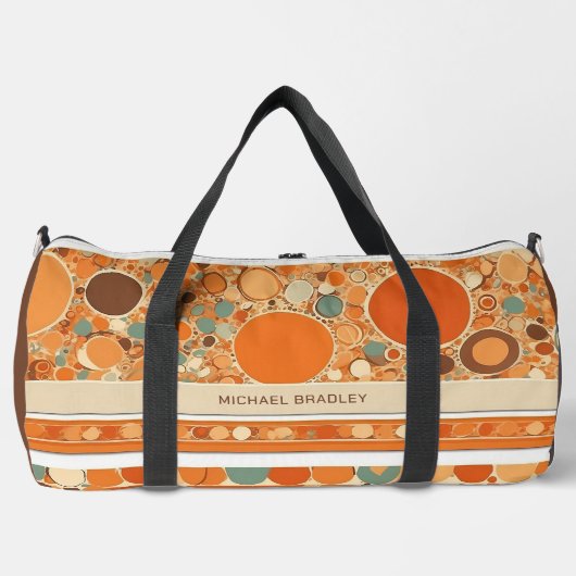 Retro Abstraktes Orangenkreismuster Personalisiert Duffle Bag (Vorderseite)