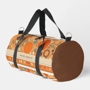 Retro Abstraktes Orangenkreismuster Personalisiert Duffle Bag