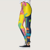 Retro Abstraktes Pinselstrich (11) Leggings (Links)