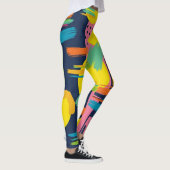 Retro Abstraktes Pinselstrich (11) Leggings (Rechts)