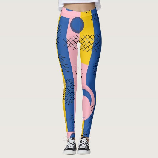 Retro Abstraktes Pinselstrich-Muster (9) Leggings (Vorderseite)