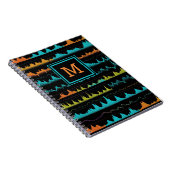 Retro abstraktes Schallwellenmuster-Monogramm Notizblock (Rechte Seite)