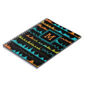 Retro abstraktes Schallwellenmuster-Monogramm Notizblock (Linke Seite)