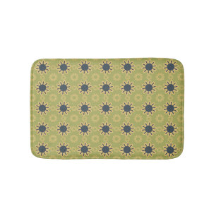 Retro Abstraktes Schwarz-Gelb-Blumenmuster Badematte