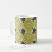 Retro Abstraktes Schwarz-Gelb-Blumenmuster Kaffeetasse (Vorderseite Links)