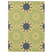 Retro Abstraktes Schwarz-Gelb-Blumenmuster Klemmbrett (Rückseite)