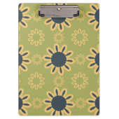 Retro Abstraktes Schwarz-Gelb-Blumenmuster Klemmbrett (Vorderseite)