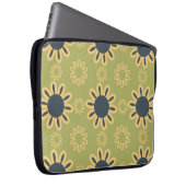 Retro Abstraktes Schwarz-Gelb-Blumenmuster Laptopschutzhülle (Vorne Rechts)