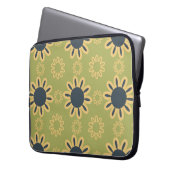 Retro Abstraktes Schwarz-Gelb-Blumenmuster Laptopschutzhülle (Vorderseite Links)