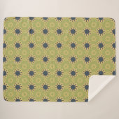 Retro Abstraktes Schwarz-Gelb-Blumenmuster Sherpadecke (Vorderseite (Horizontal))