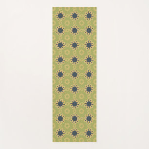 Retro Abstraktes Schwarz-Gelb-Blumenmuster Yogamatte