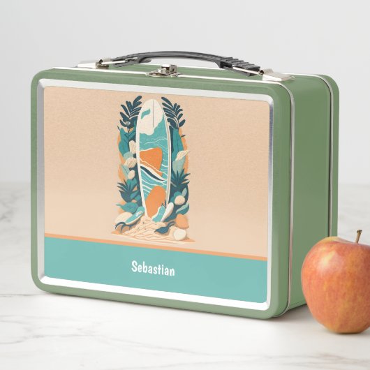 Retro Abstraktes Surfboard für Teens Metall Brotdose (Beispiel)