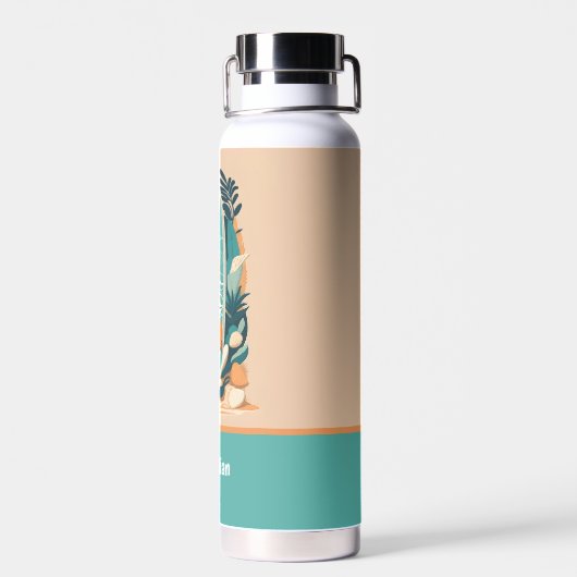 Retro Abstraktes Surfbrett Trinkflasche (Rückseite)