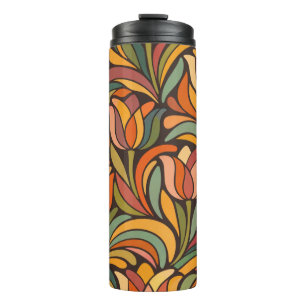 Retro-Abstraktes Tulpen-Blumenmuster Thermosbecher