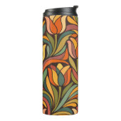 Retro-Abstraktes Tulpen-Blumenmuster Thermosbecher (Nach links gedreht)