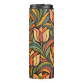 Retro-Abstraktes Tulpen-Blumenmuster Thermosbecher (Rückseite)