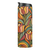 Retro-Abstraktes Tulpen-Blumenmuster Thermosbecher (Nach rechts gedreht)
