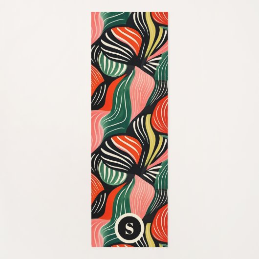 Retro-Abstraktes Wellenmuster Yogamatte (Vorderseite)