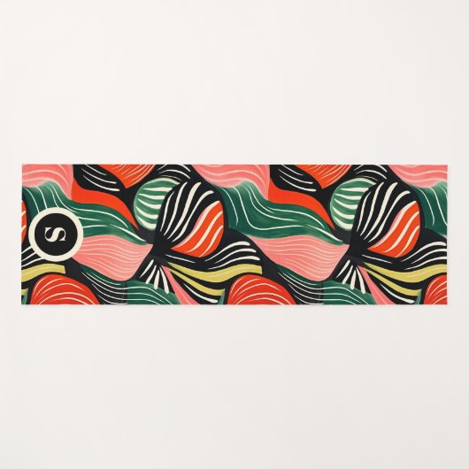 Retro-Abstraktes Wellenmuster Yogamatte (Vorderseite (Horizontal))