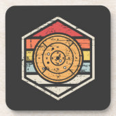 Retro-Abzeichen Crokinole Getränkeuntersetzer (Vorderseite)