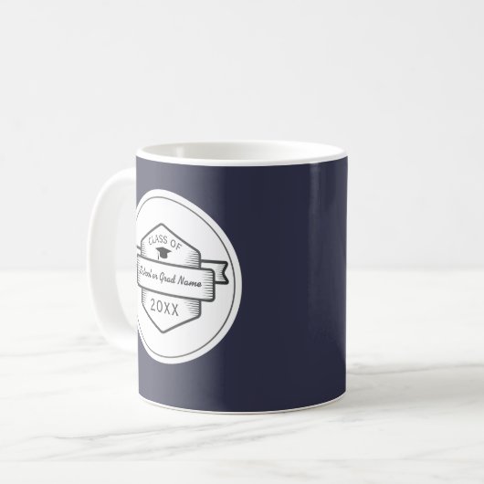 Retro-Abzeichen-Logo-Abschluss-Klasse 20XX Kaffeetasse (Vorderseite Links)