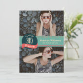 Retro-Abzeichen mit Pfeil 2 Foto Abschluss Einladung (Stehend Vorderseite)