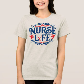 Retro-Abzeichen-T-Shirt für Krankenschwestern zum Tri-Blend Shirt